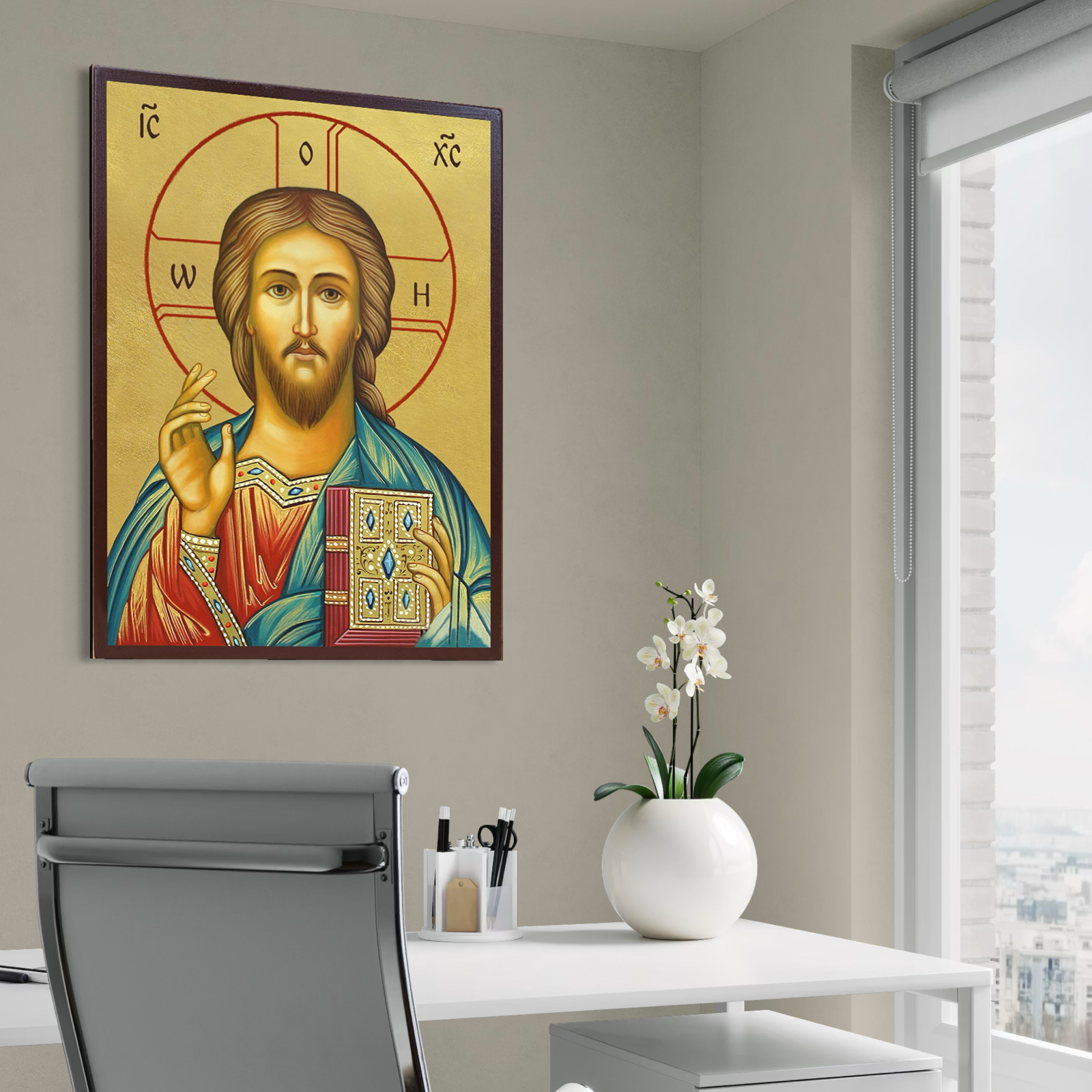 Tablou canvas cu icoana bizantina cu iisus hristos